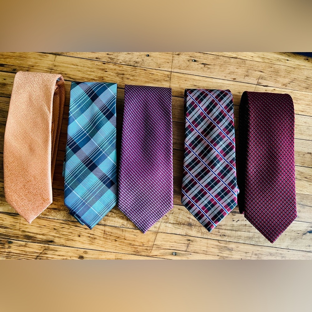 Lot of 5 designer silk ties: Ben Sherman, Calvin Klein, Kenneth Cole 2xNWT